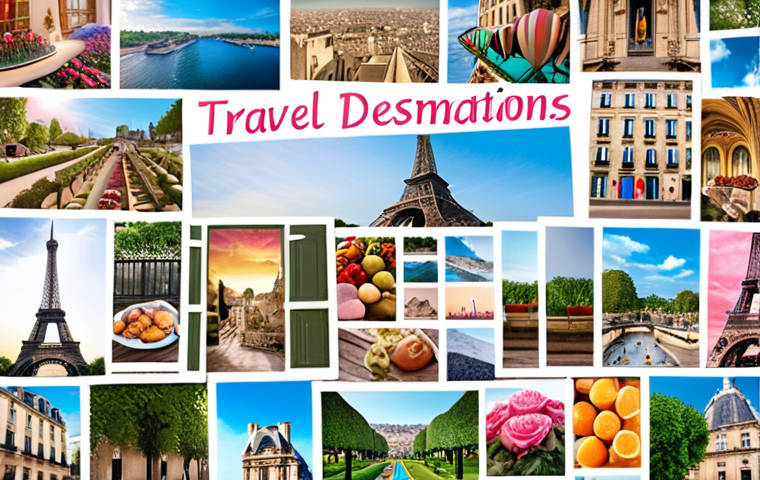 A vibrant and inspiring vision board filled with images of travel destinations like Paris, a healthy body, a dream house, and affirmations written in a beautiful font. The overall mood should be uplifting and motivating, capturing the essence of achieving life goals.