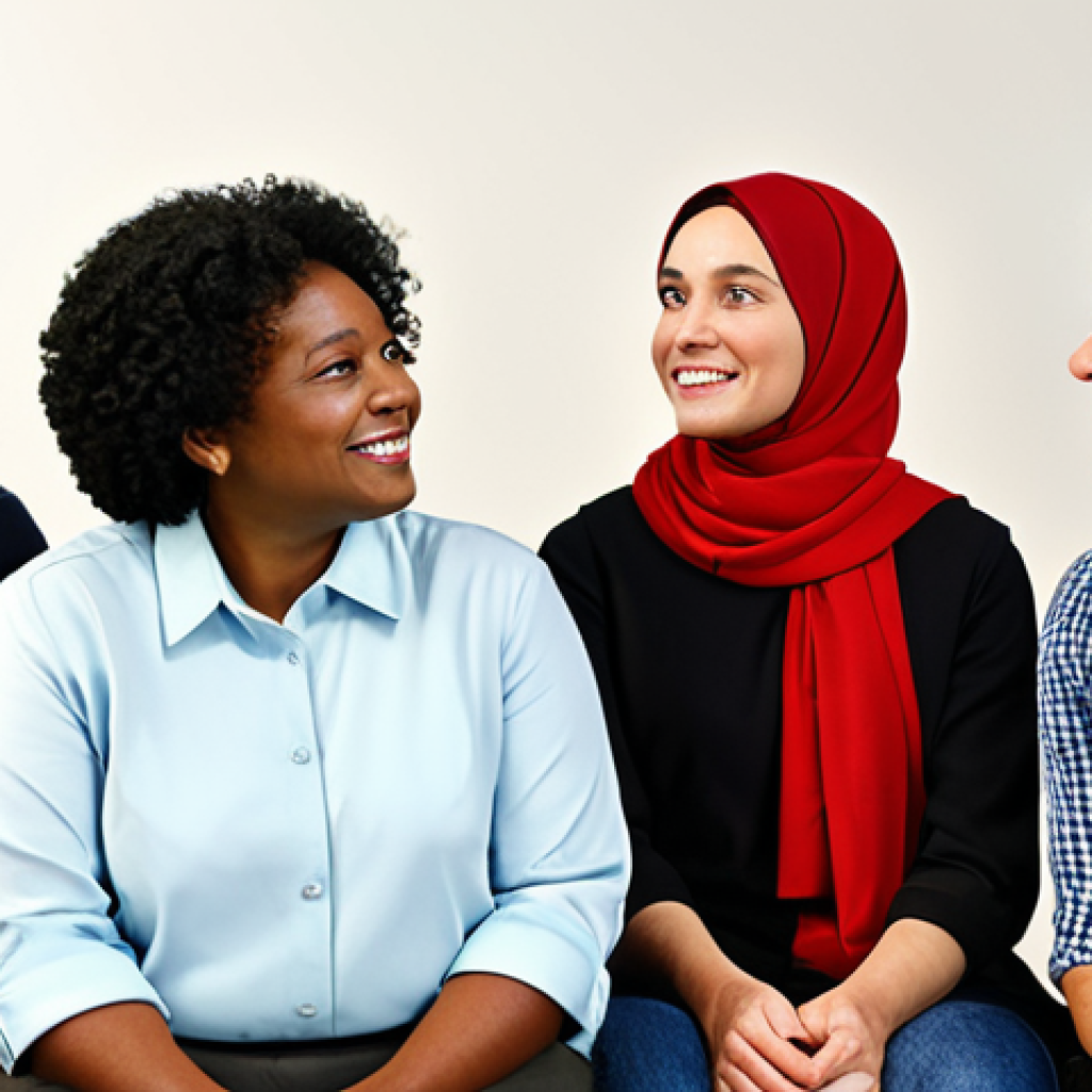 Empathetic Support**

"A diverse group of fully clothed people in modest attire, gathered in a bright, welcoming community center, listening attentively to a woman sharing her story, safe for work, appropriate content, perfect anatomy, natural proportions, professional, family-friendly, focus on connection and support."

**