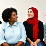Empathetic Support**

"A diverse group of fully clothed people in modest attire, gathered in a bright, welcoming community center, listening attentively to a woman sharing her story, safe for work, appropriate content, perfect anatomy, natural proportions, professional, family-friendly, focus on connection and support."

**