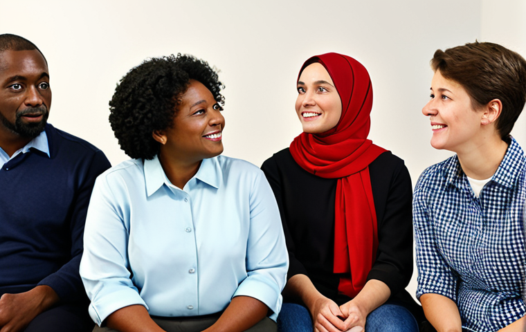 Empathetic Support**

"A diverse group of fully clothed people in modest attire, gathered in a bright, welcoming community center, listening attentively to a woman sharing her story, safe for work, appropriate content, perfect anatomy, natural proportions, professional, family-friendly, focus on connection and support."

**