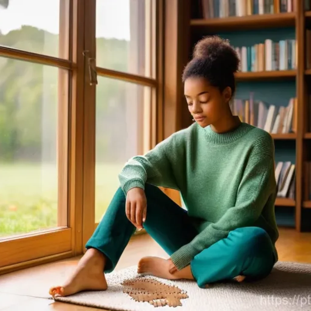 자기 존중감을 높이는 긍정적 정체성 전략 - **Prompt: The Luminous Puzzle of Self-Discovery**
A young adult, gender-neutral, of diverse ethn...