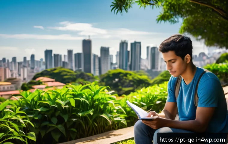 긍정적 정체성을 위한 자아 실현 방법 - A serene and inspiring scene of a young adult sitting peacefully in a sunlit urban park in São Paulo...